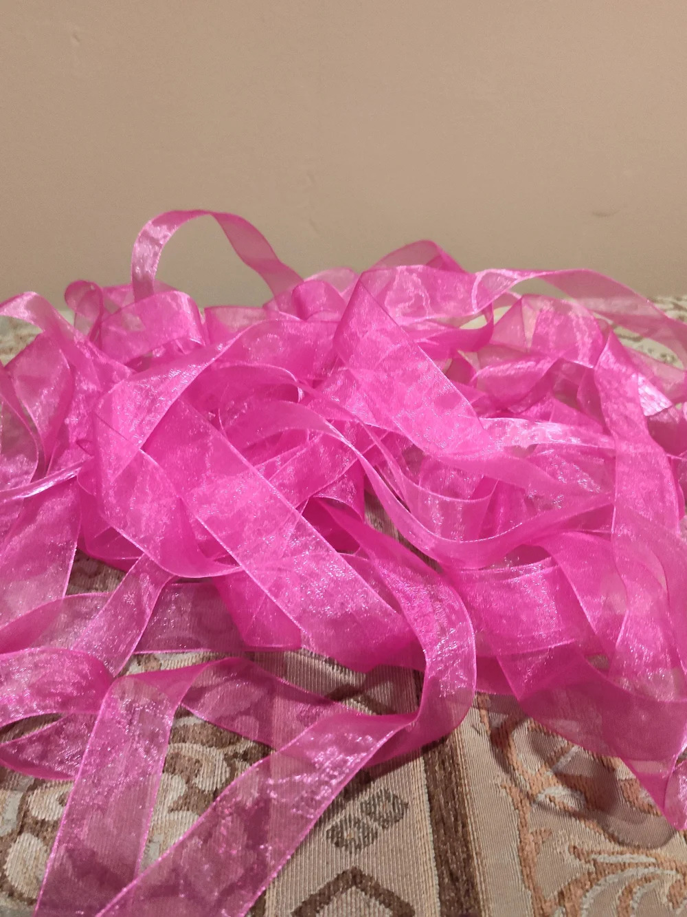Bright Pink Sheer Organza Ribbon for Party Decorations